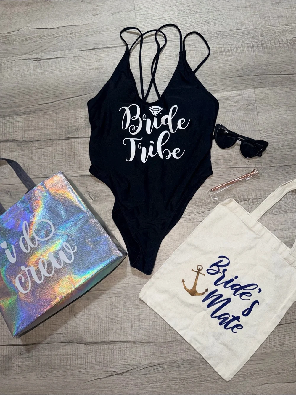Bride Tribe Bundle Swimsuit XL, Coverup, Tote Bag, Pen, Glasses Bachelorette